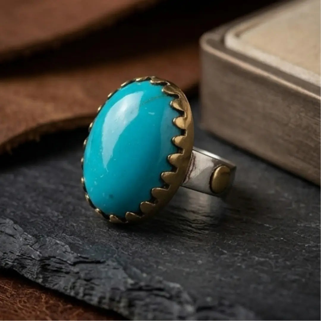 Natural Iranian Firoza (Turquoise) Ring for Men – 15 Carat | LuckyStar Gemstone