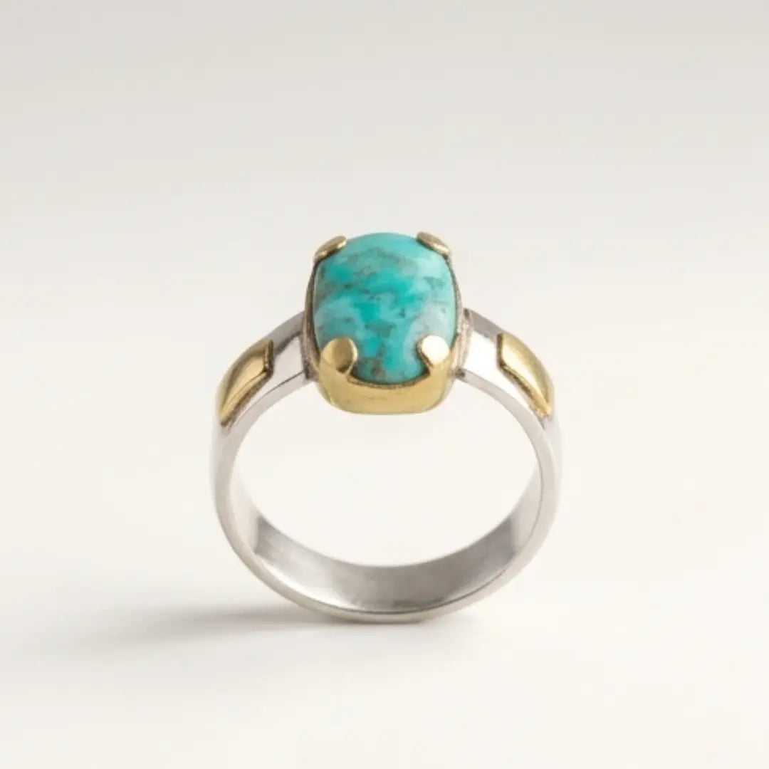 Natural Iranian Firoza (Turquoise) Ring – 5 Carat Unisex | LuckyStar Gemstone