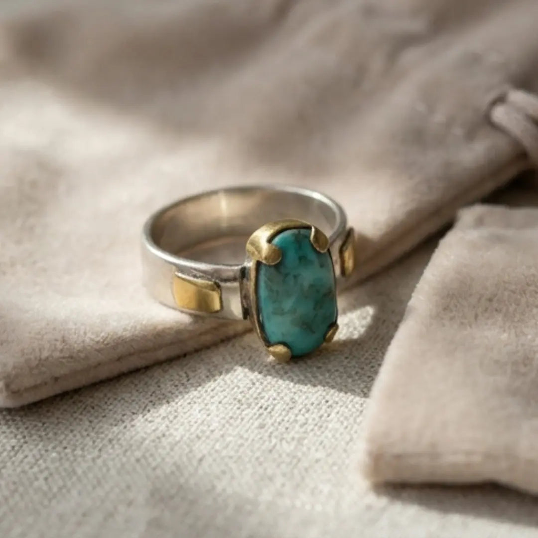 Natural Iranian Firoza (Turquoise) Ring – 5 Carat Unisex | LuckyStar Gemstone