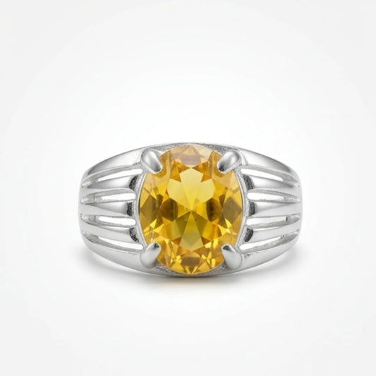 Pukhraj Ring | Oval Shape Step Cut | CODE P26