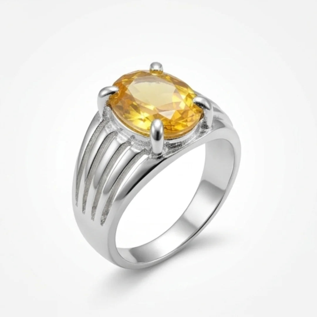 Pukhraj Ring | Oval Shape Step Cut | CODE P26