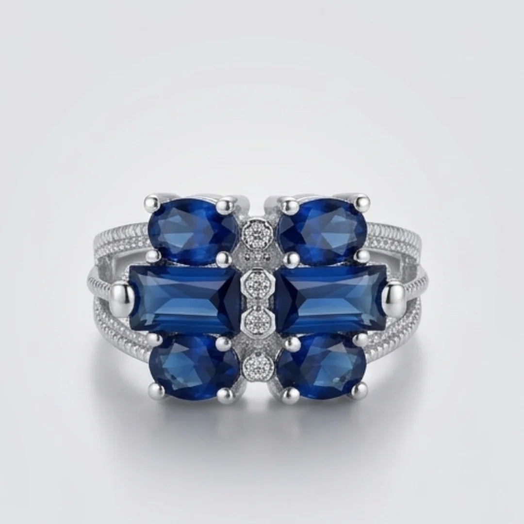 Neelam Ring | Blue Stone Step Cut | CODE N-38