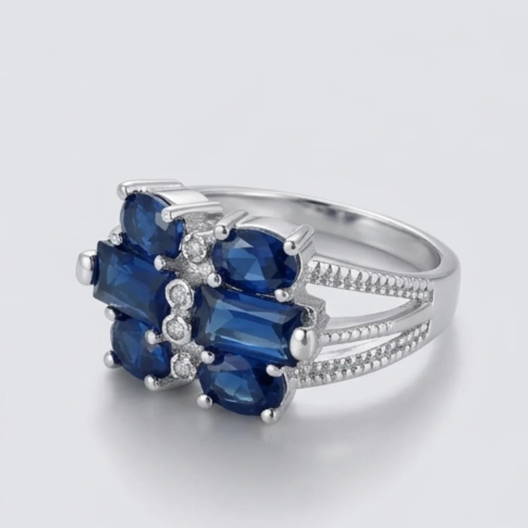 Neelam Ring | Blue Stone Step Cut | CODE N-38