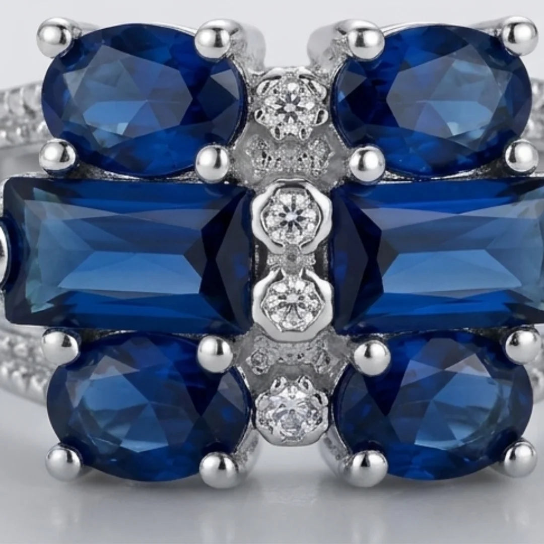 Neelam Ring | Blue Stone Step Cut | CODE N-38