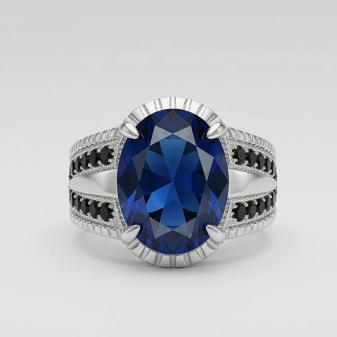 Neelam Ring | Blue Stone Step Cut | CODE N-35