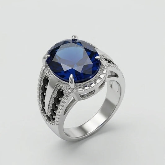 Neelam Ring | Blue Stone Step Cut | CODE N-35