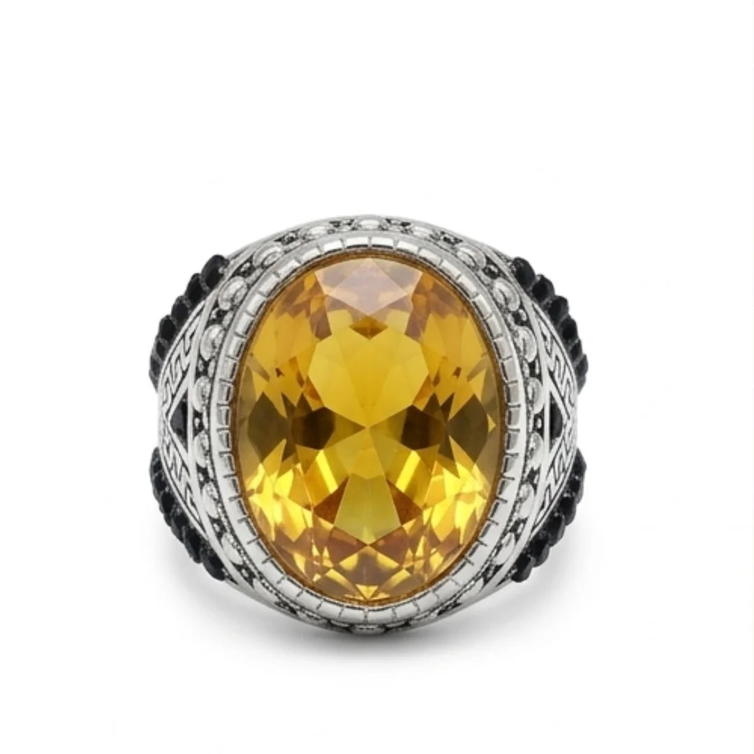 Pukhraj Ring | Turkish Designs | Yellow Sapphire Step Cut | CODE P40