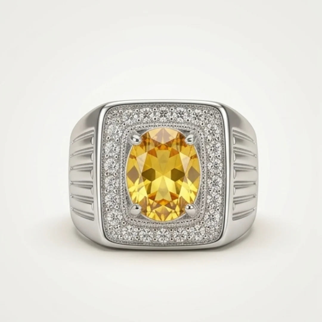 Pukhraj Ring | Diamond Shape Step Cut | CODE P32