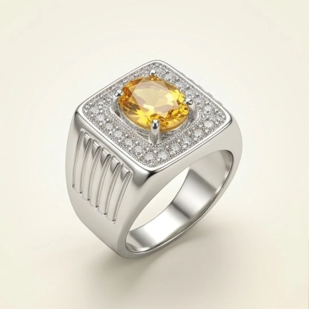 Pukhraj Ring | Diamond Shape Step Cut | CODE P32