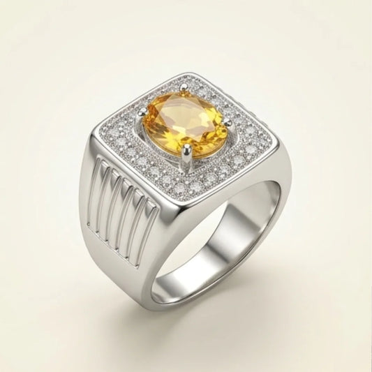 Pukhraj Ring | Diamond Shape Step Cut | CODE P32