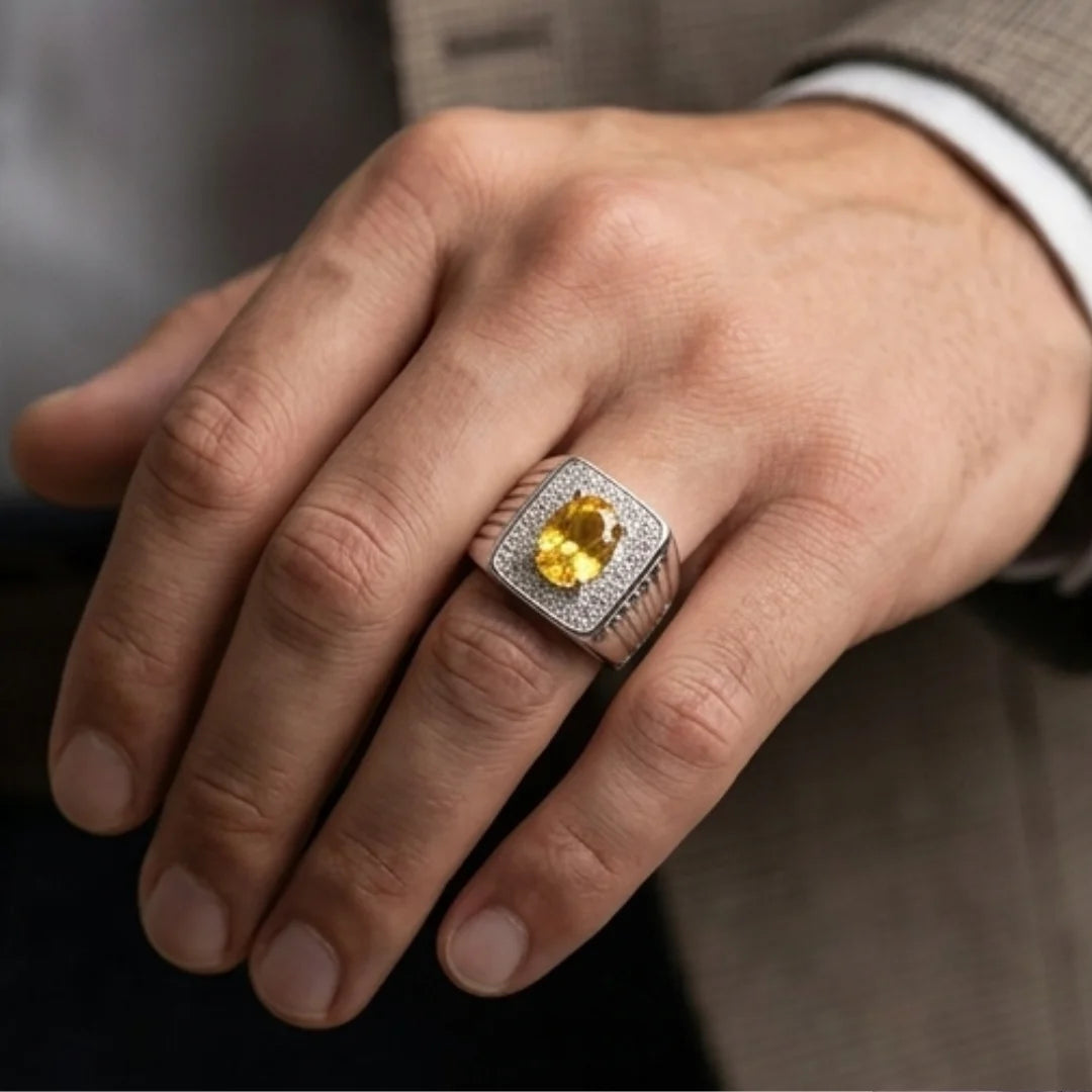 Pukhraj Ring | Diamond Shape Step Cut | CODE P32