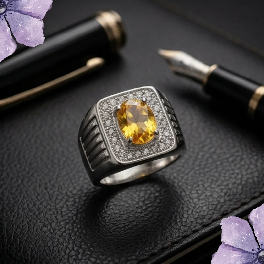 Pukhraj Ring | Diamond Shape Step Cut | CODE P32