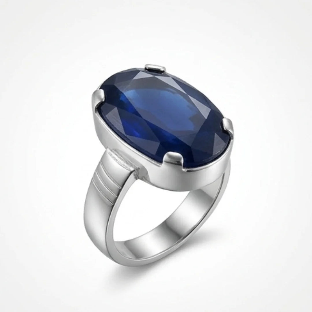 Neelam Ring | Blue Sapphire | Step Cut | CODE N-54