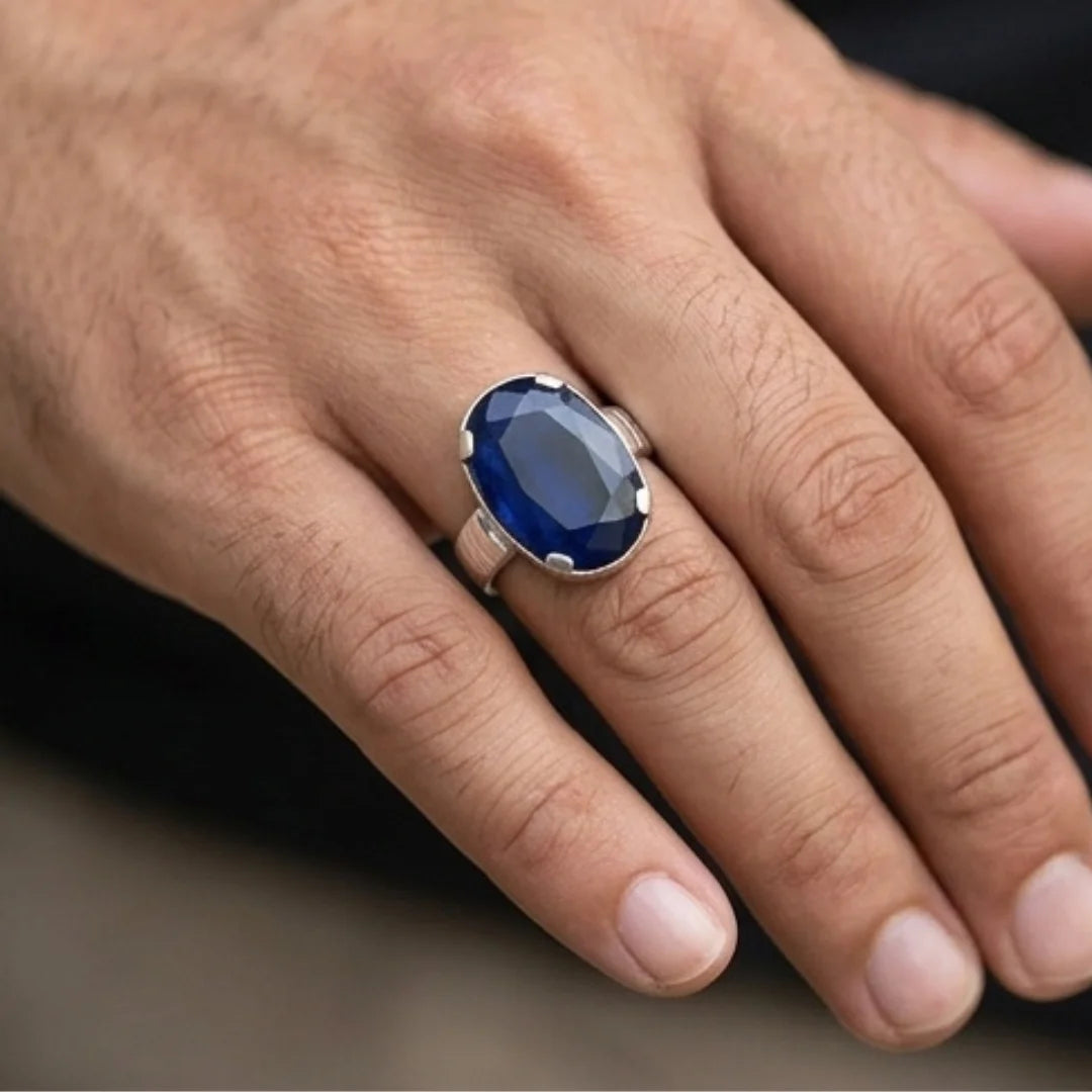 Neelam Ring | Blue Sapphire | Step Cut | CODE N-54