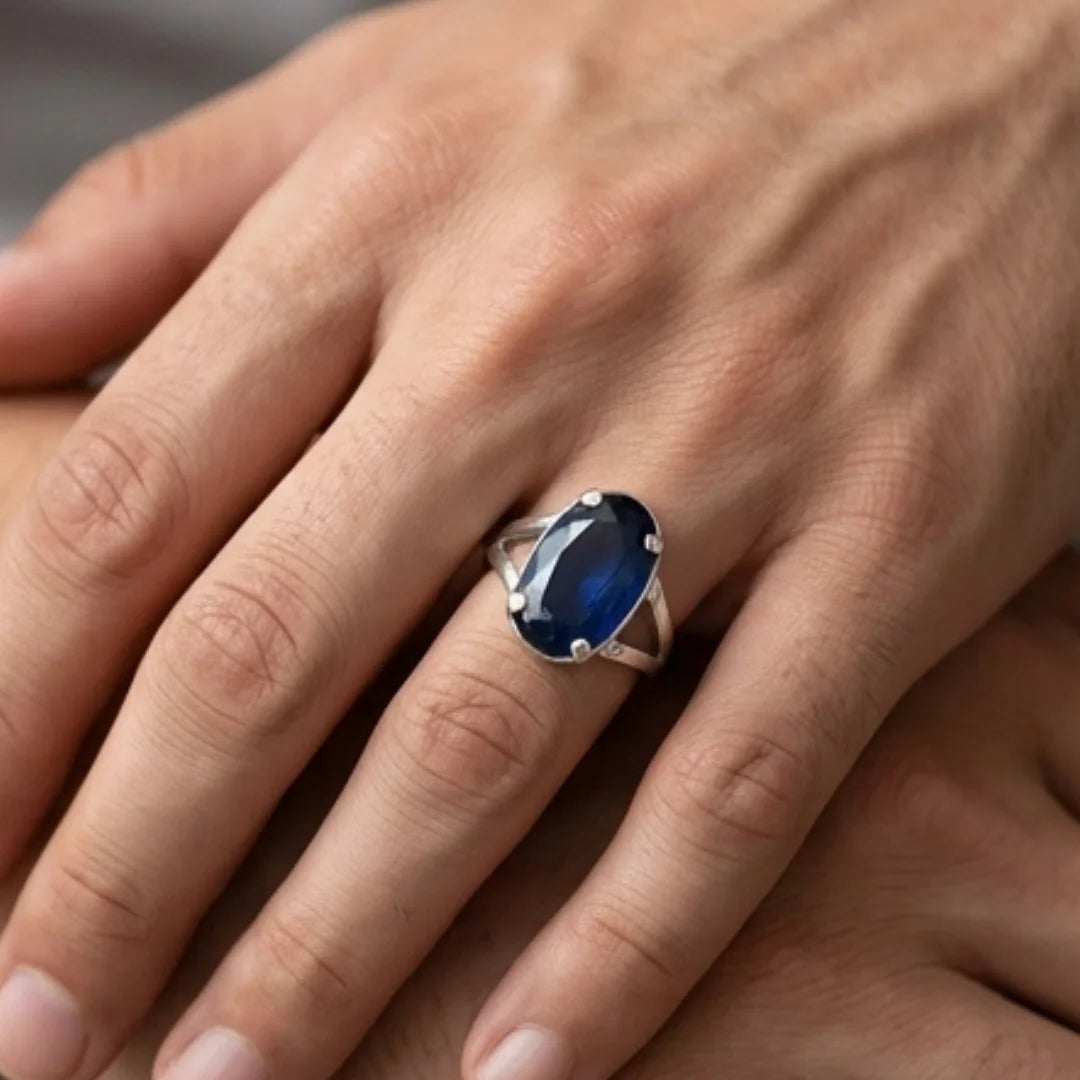 Neelam Ring | Blue Sapphire | Step Cut | CODE N-55