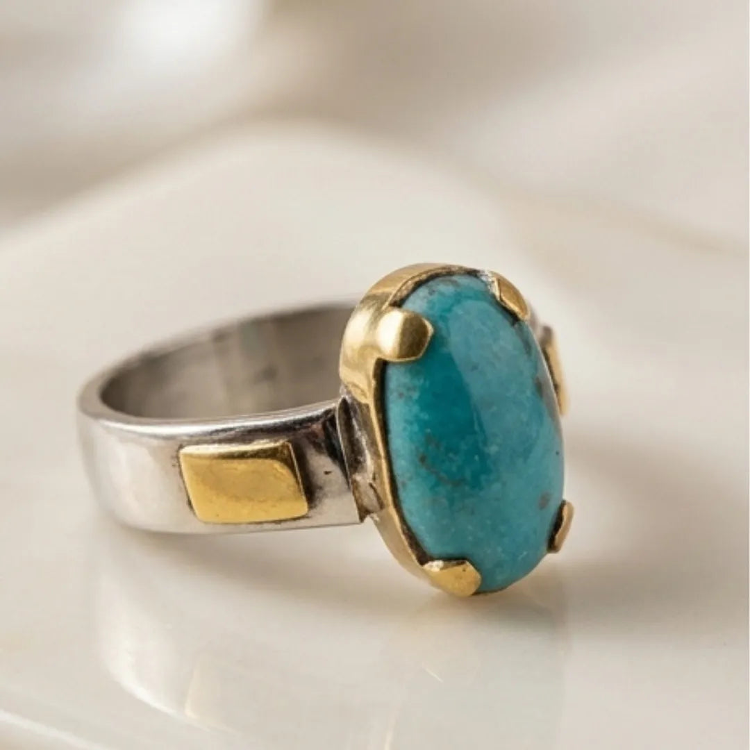 Natural Iranian Firoza (Turquoise) Ring – 6 Carat | LuckyStar Gemstone