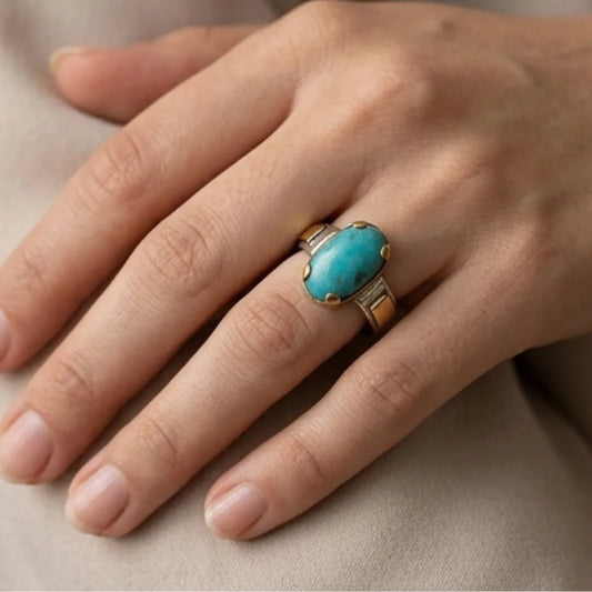 Natural Iranian Firoza (Turquoise) Ring – 6 Carat | LuckyStar Gemstone