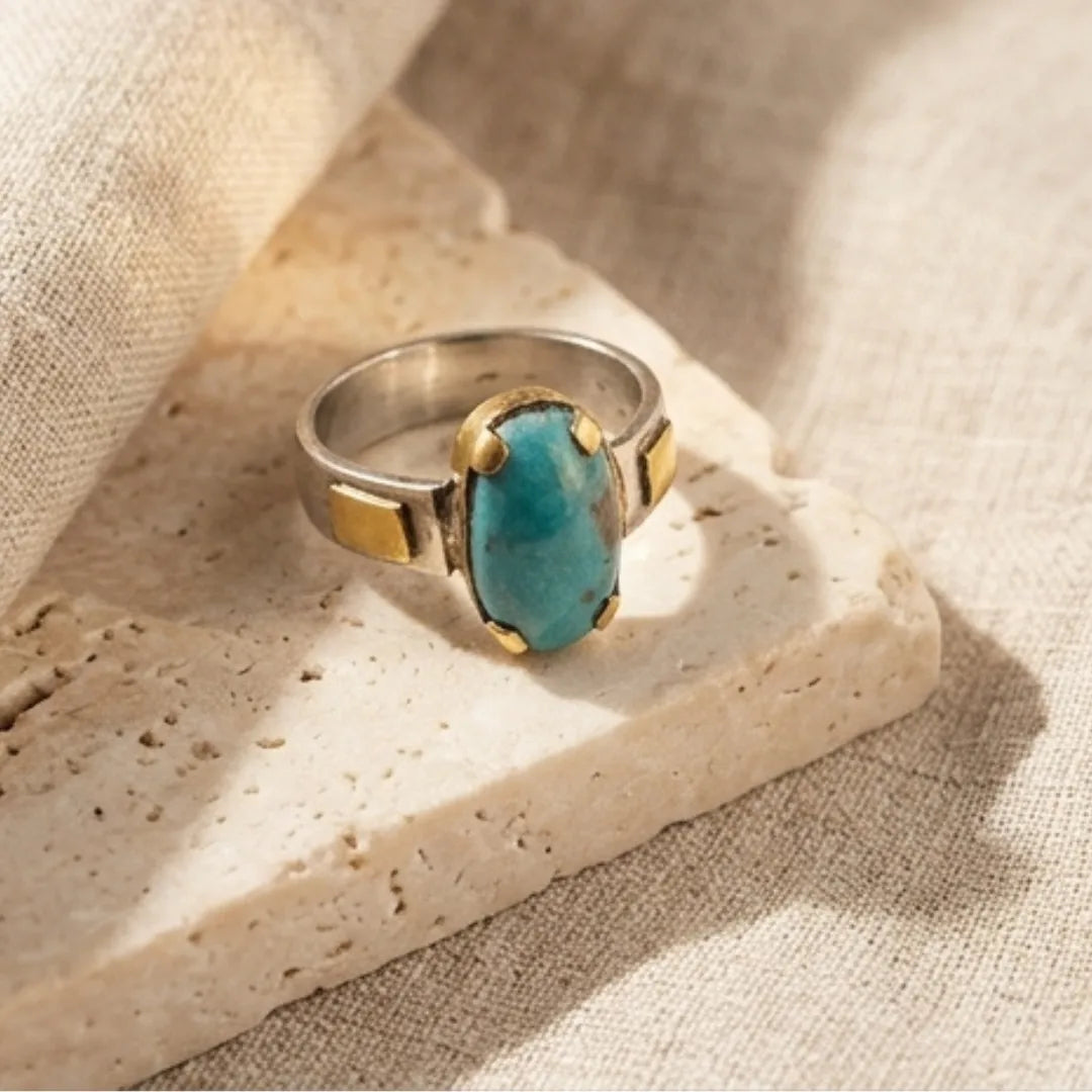 Natural Iranian Firoza (Turquoise) Ring – 6 Carat | LuckyStar Gemstone