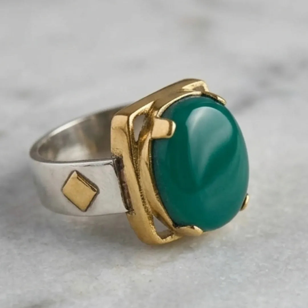 Husseini Plain Feroza Ring for Men – 12 Carat Natural Iranian Turquoise | LuckyStar Gemstone