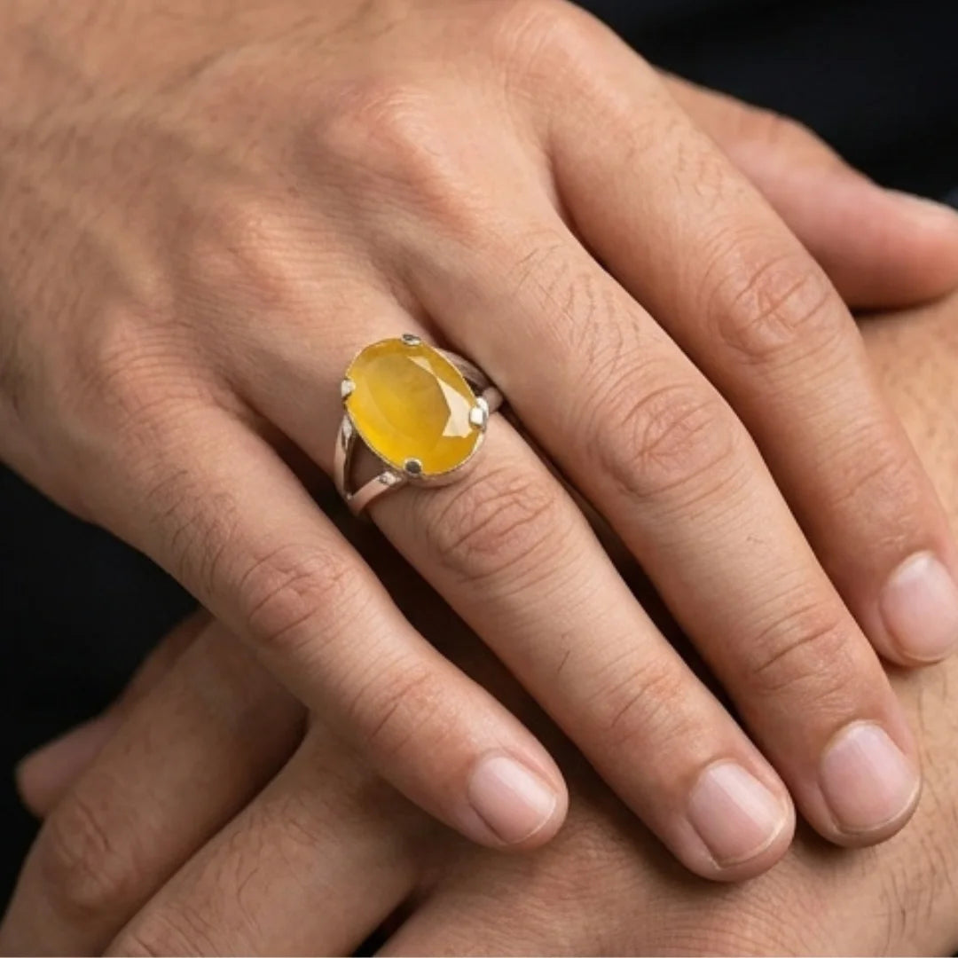 Pukhraj Ring | Yellow Sapphire Step Cut | CODE P-68