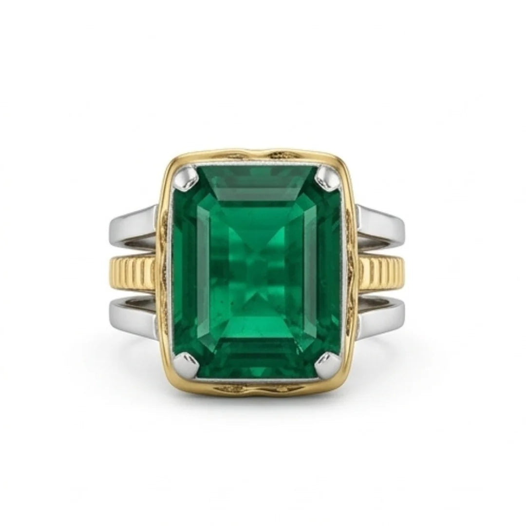 Emerald Ring | Step Cut Zamrud | Italian Style Ring | CODE E-74