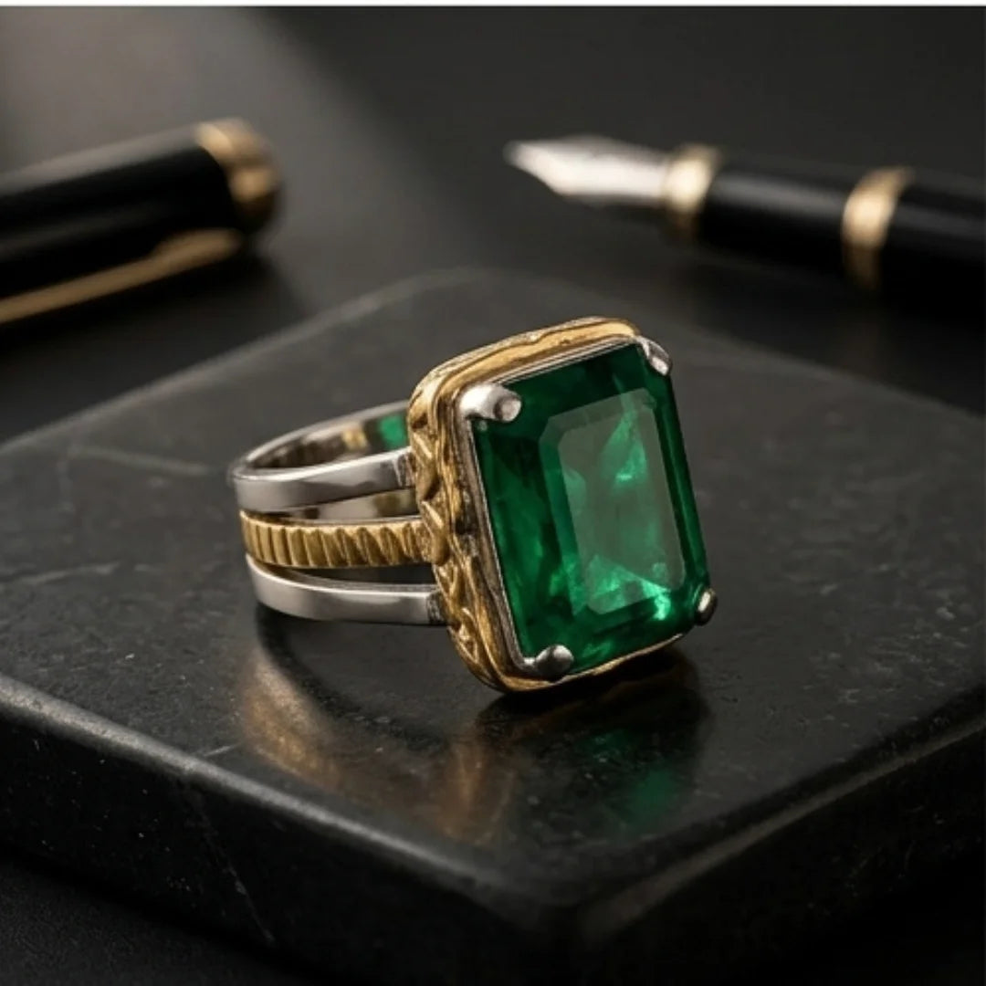 Emerald Ring | Step Cut Zamrud | Italian Style Ring | CODE E-74