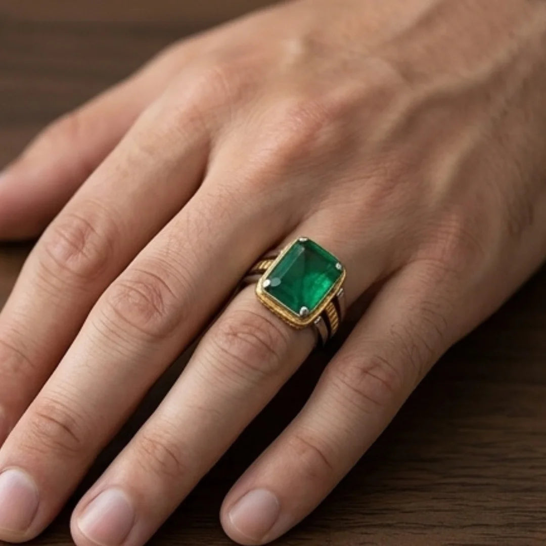 Emerald Ring | Step Cut Zamrud | Italian Style Ring | CODE E-74