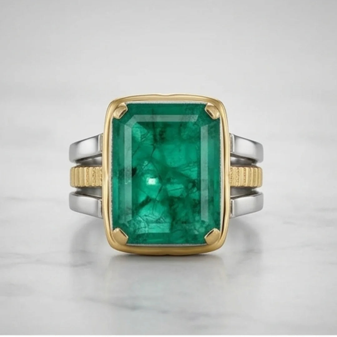 Emerald Ring | Step Cut Zamrud | Italian Style Ring | CODE E-72