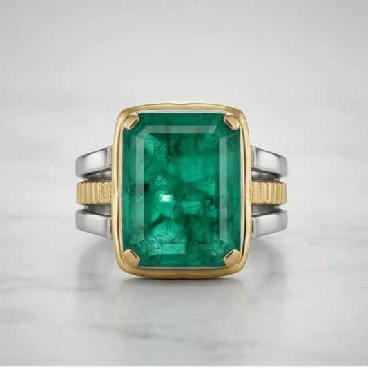 Emerald Ring | Step Cut Zamrud | Italian Style Ring | CODE E-72