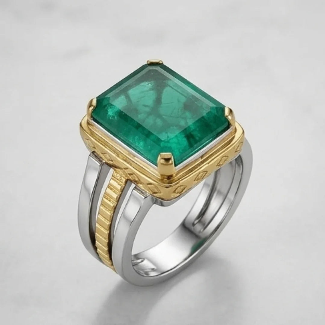 Emerald Ring | Step Cut Zamrud | Italian Style Ring | CODE E-72