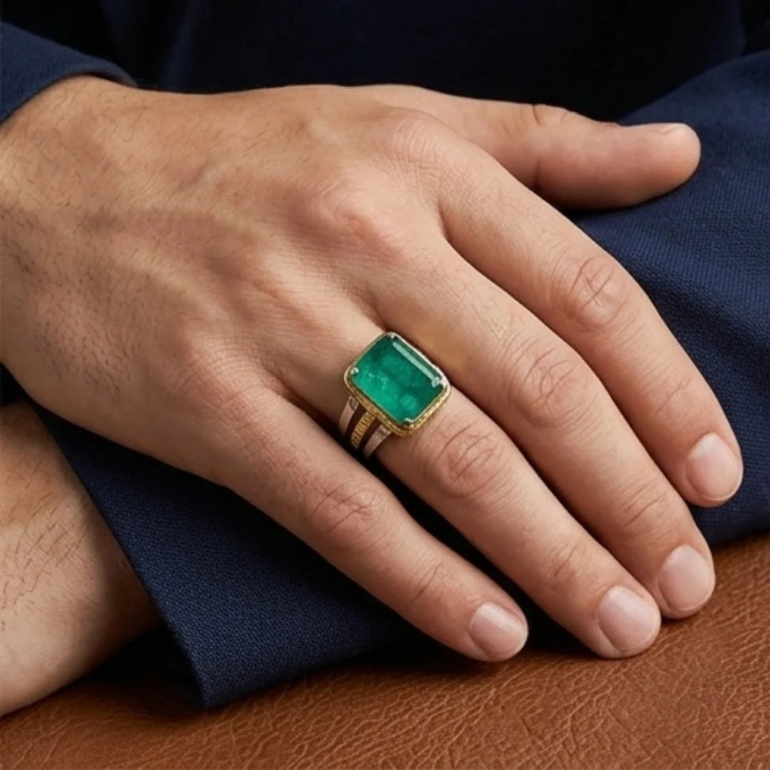 Emerald Ring | Step Cut Zamrud | Italian Style Ring | CODE E-72