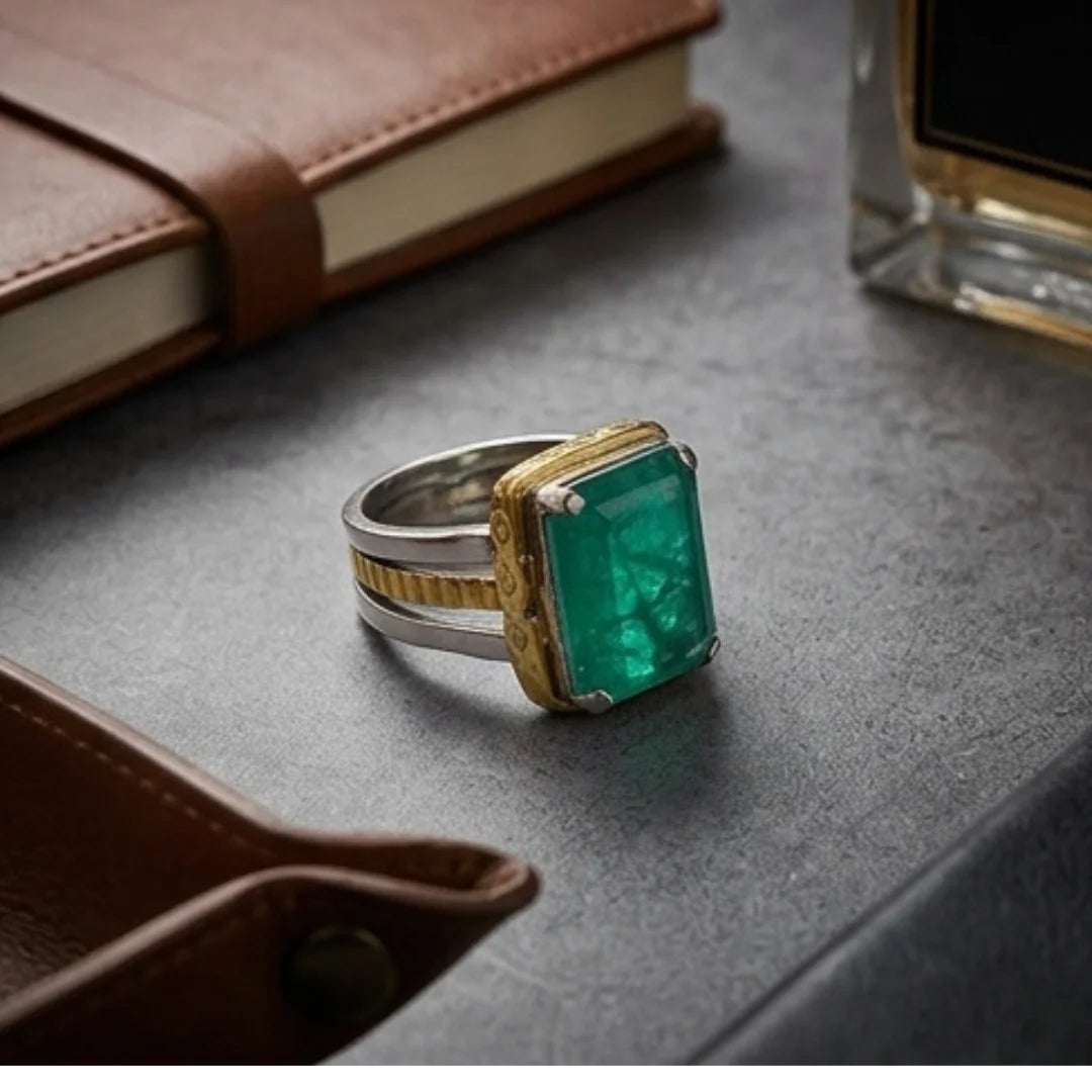 Emerald Ring | Step Cut Zamrud | Italian Style Ring | CODE E-72