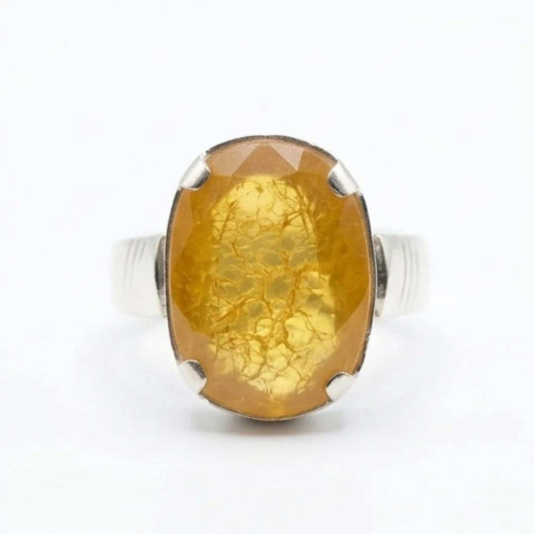 Pukhraj Ring | Yellow Sapphire Step Cut | CODE P-67