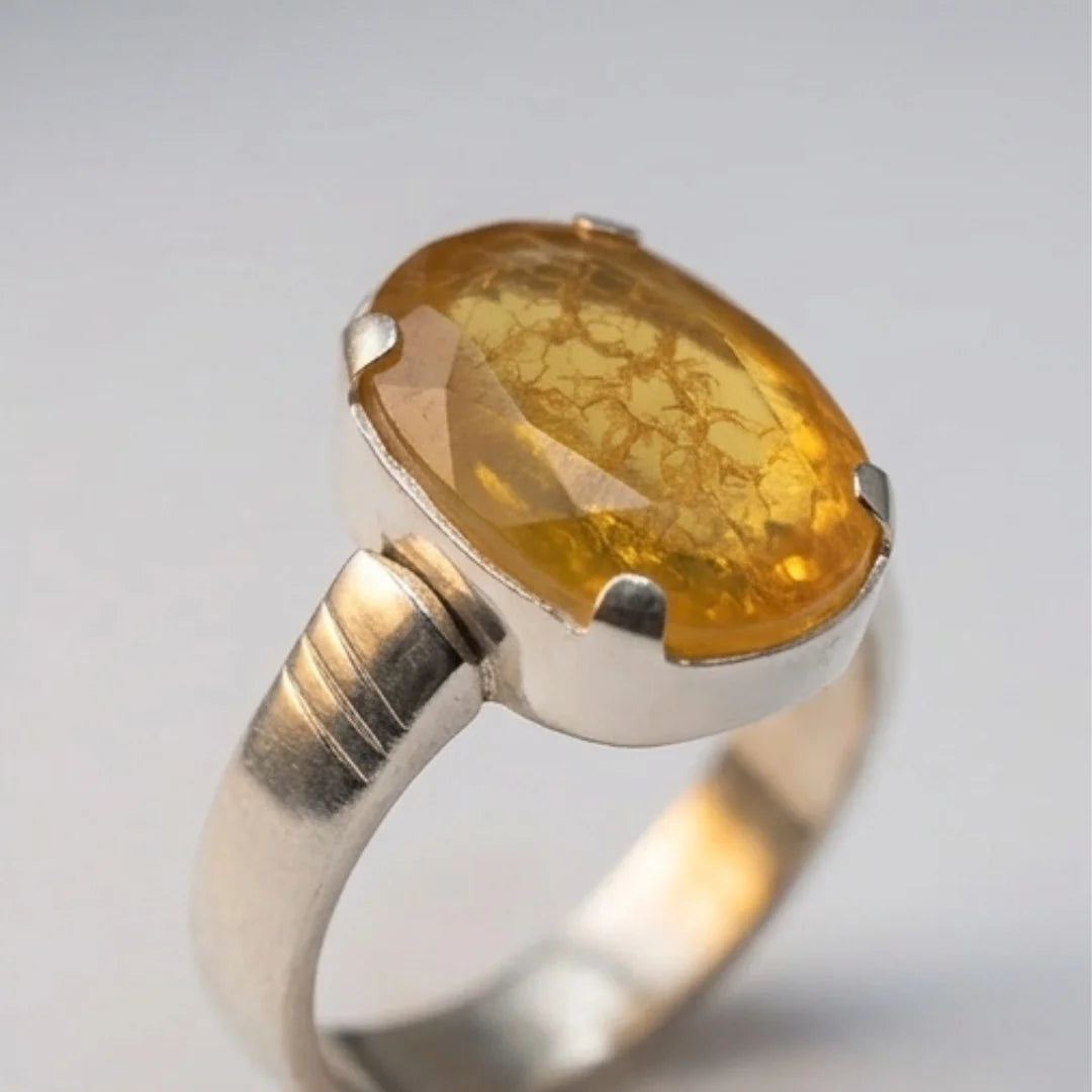 Pukhraj Ring | Yellow Sapphire Step Cut | CODE P-67