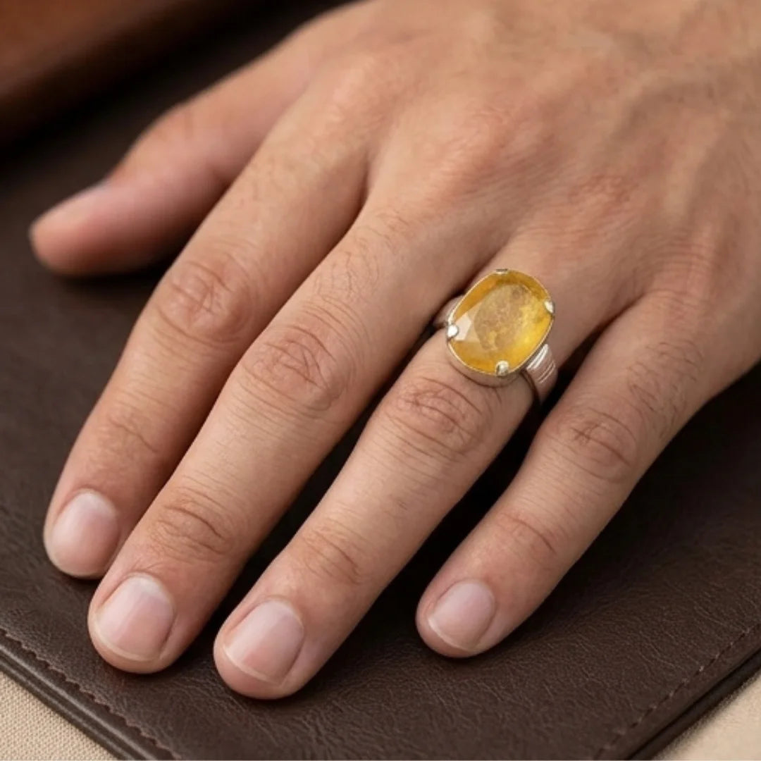 Pukhraj Ring | Yellow Sapphire Step Cut | CODE P-67