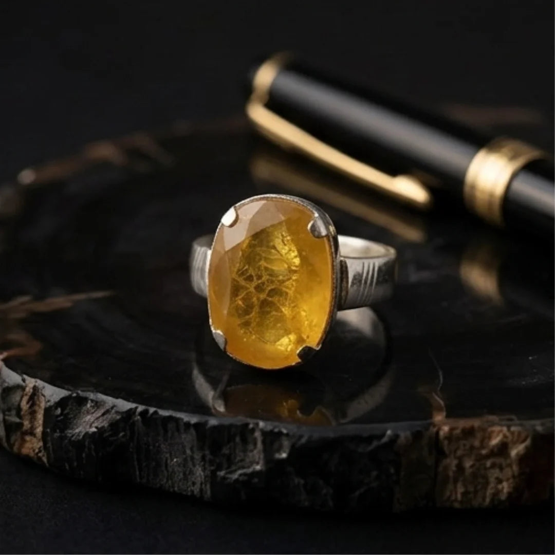 Pukhraj Ring | Yellow Sapphire Step Cut | CODE P-67
