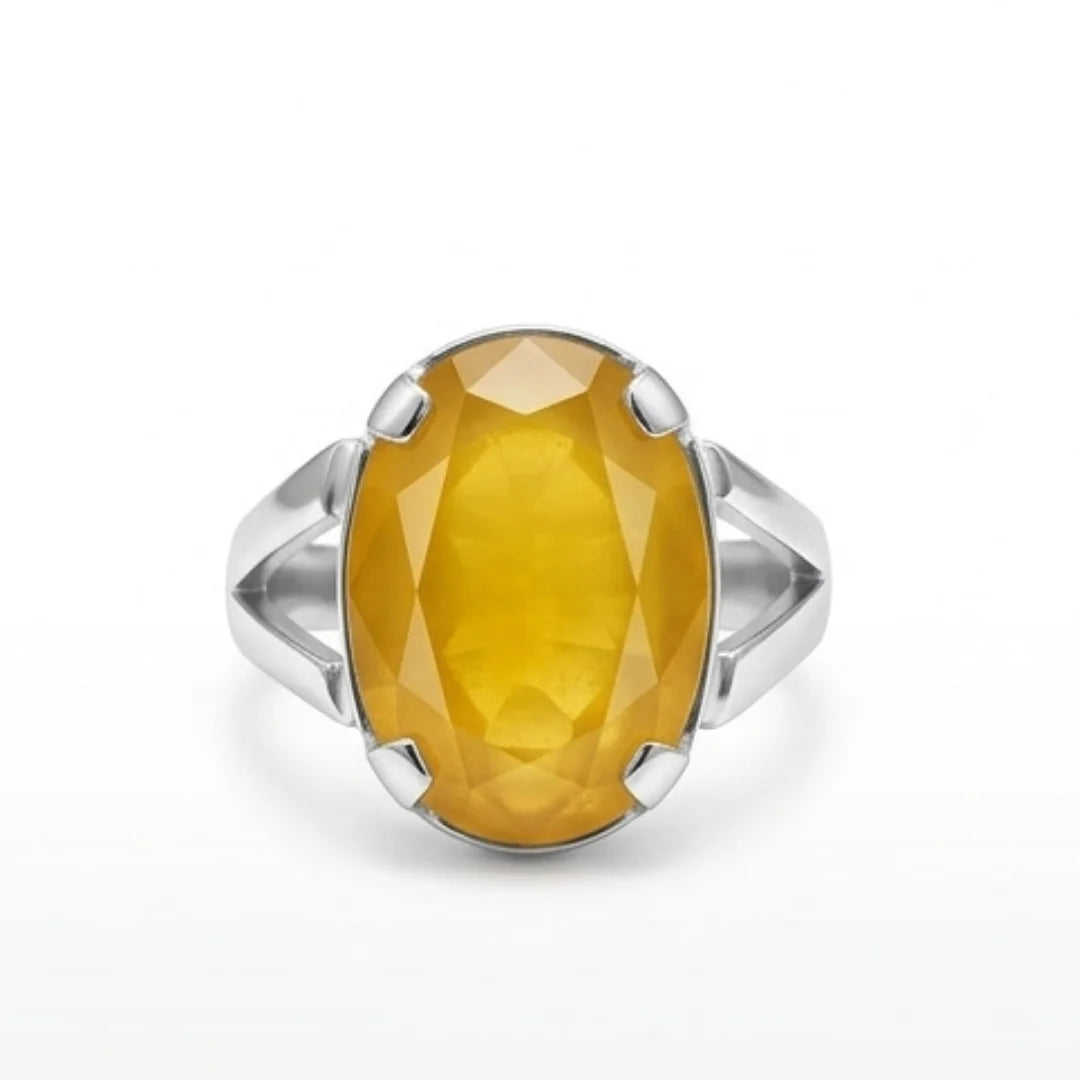Pukhraj Ring | Yellow Sapphire Step Cut | CODE P-68