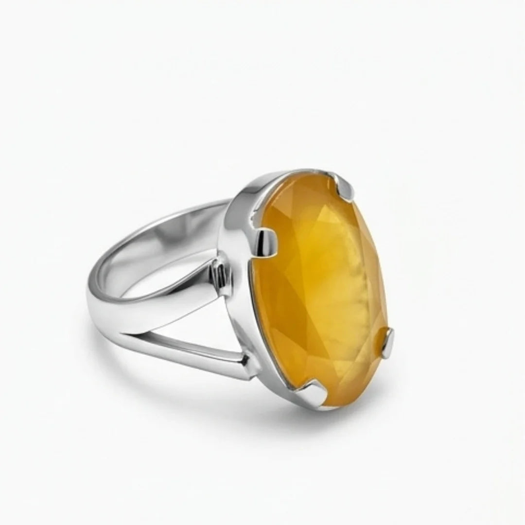 Pukhraj Ring | Yellow Sapphire Step Cut | CODE P-68