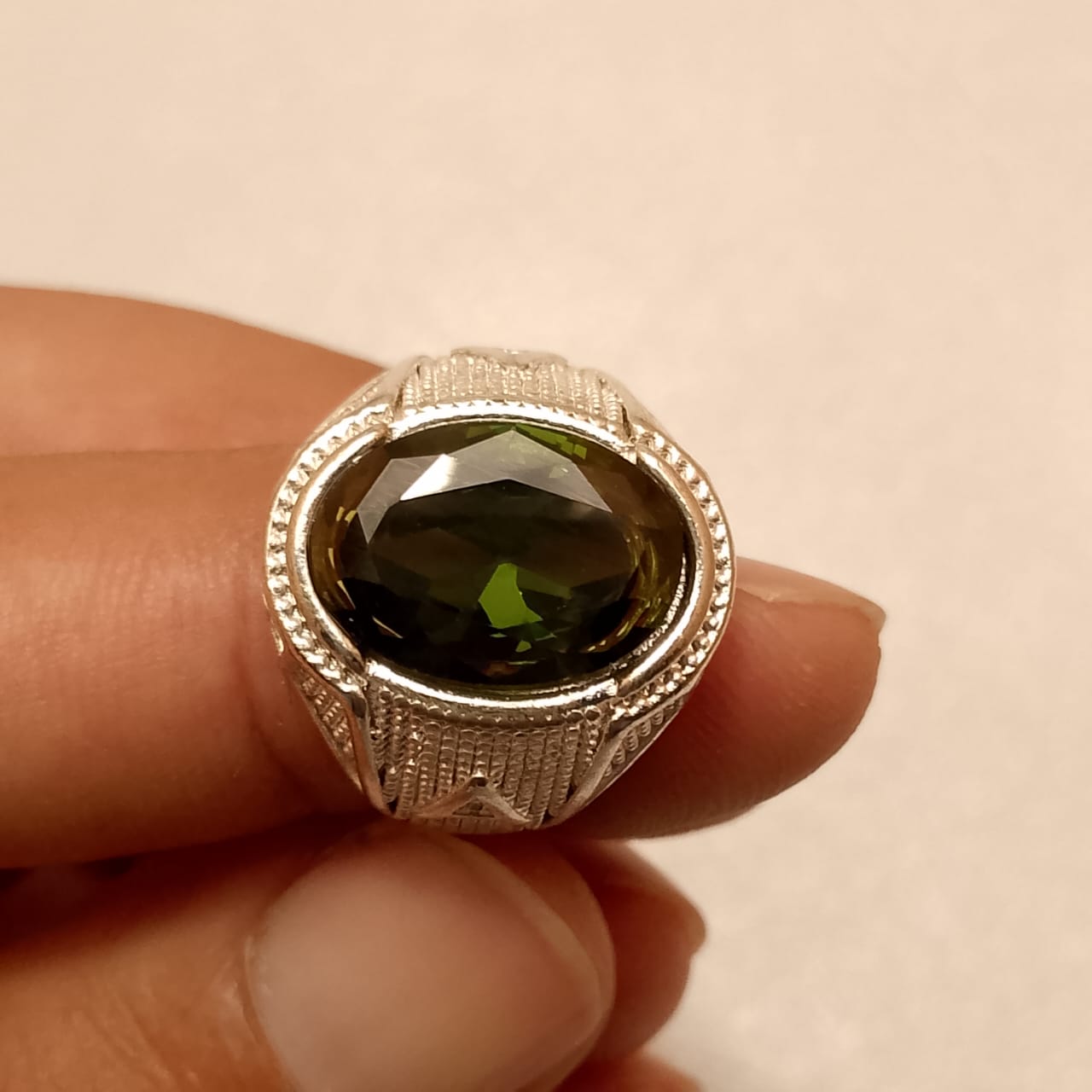 12 carat Peridot Ring | Step Cut | Italian Style Ring