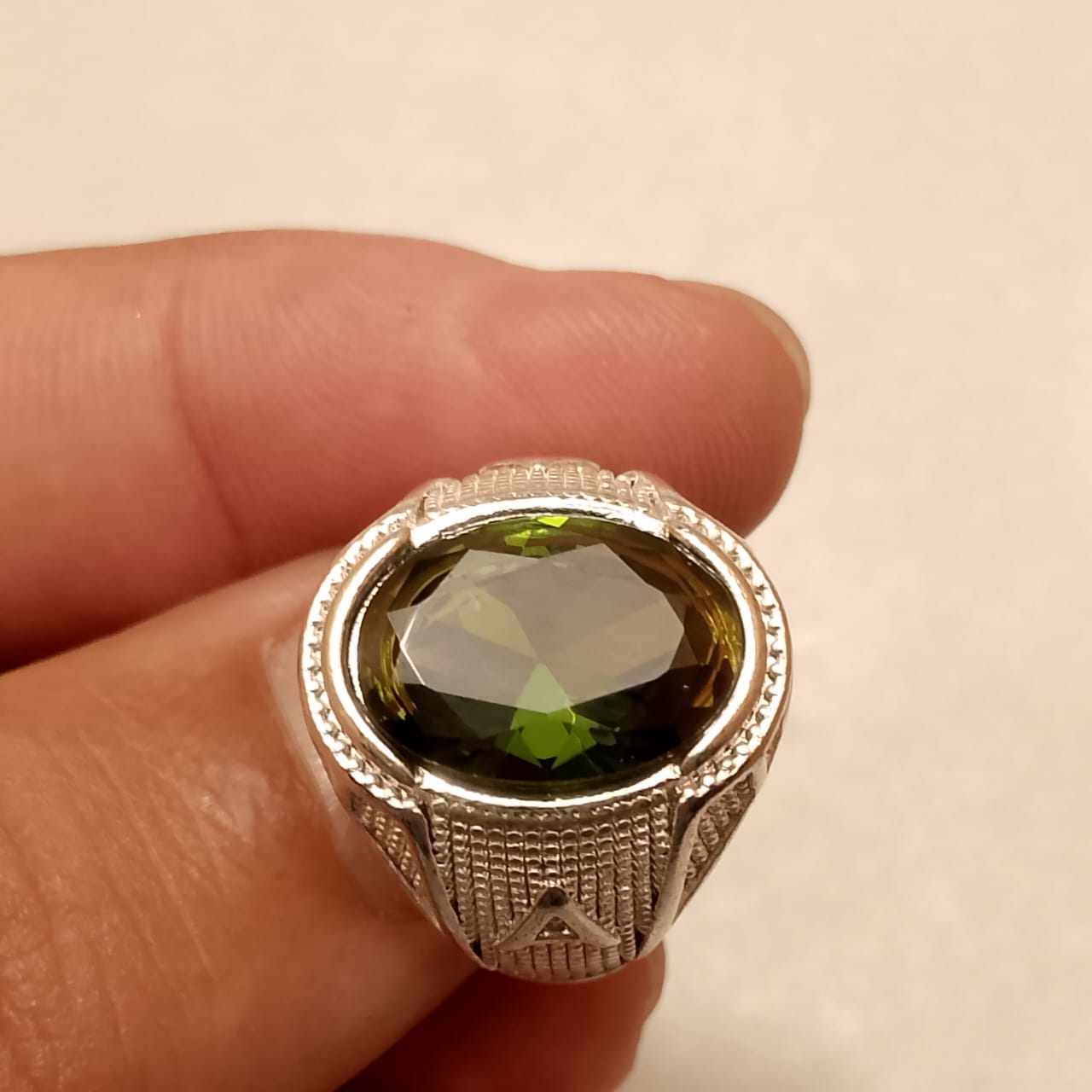 12 carat Peridot Ring | Step Cut | Italian Style Ring