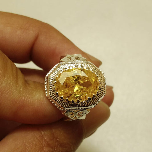 Pukhraj Ring | Step Cut | Turkish Style