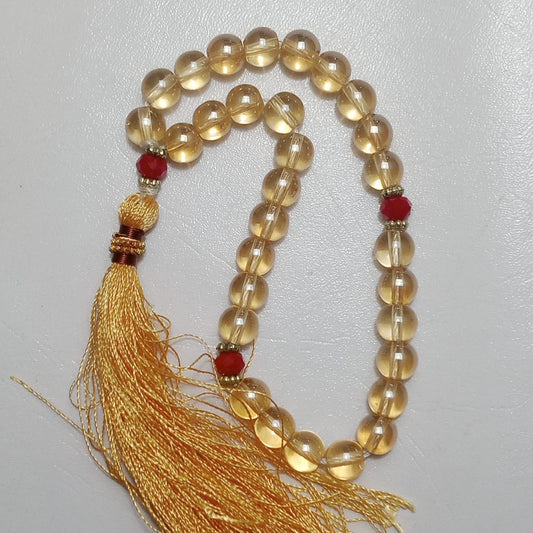 Golden Pukhraj Tasbeeh  | 33 Beads | 10 mm