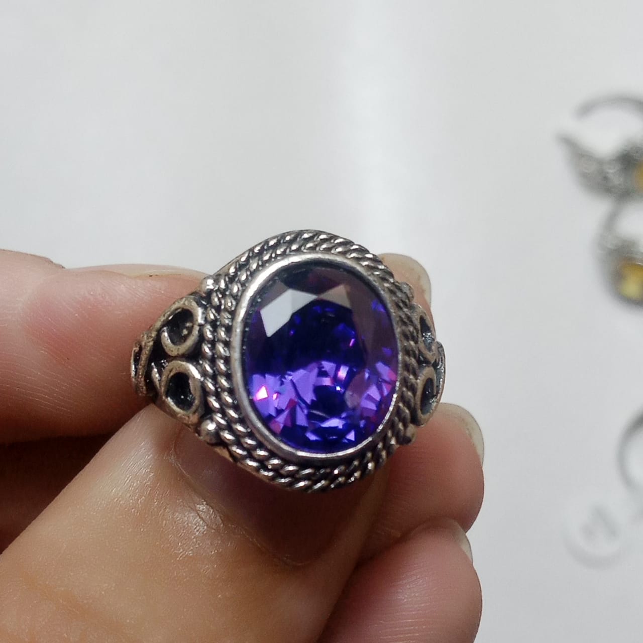 12 Carat Neelam Ring | Step Cut | Turkish Style Ring