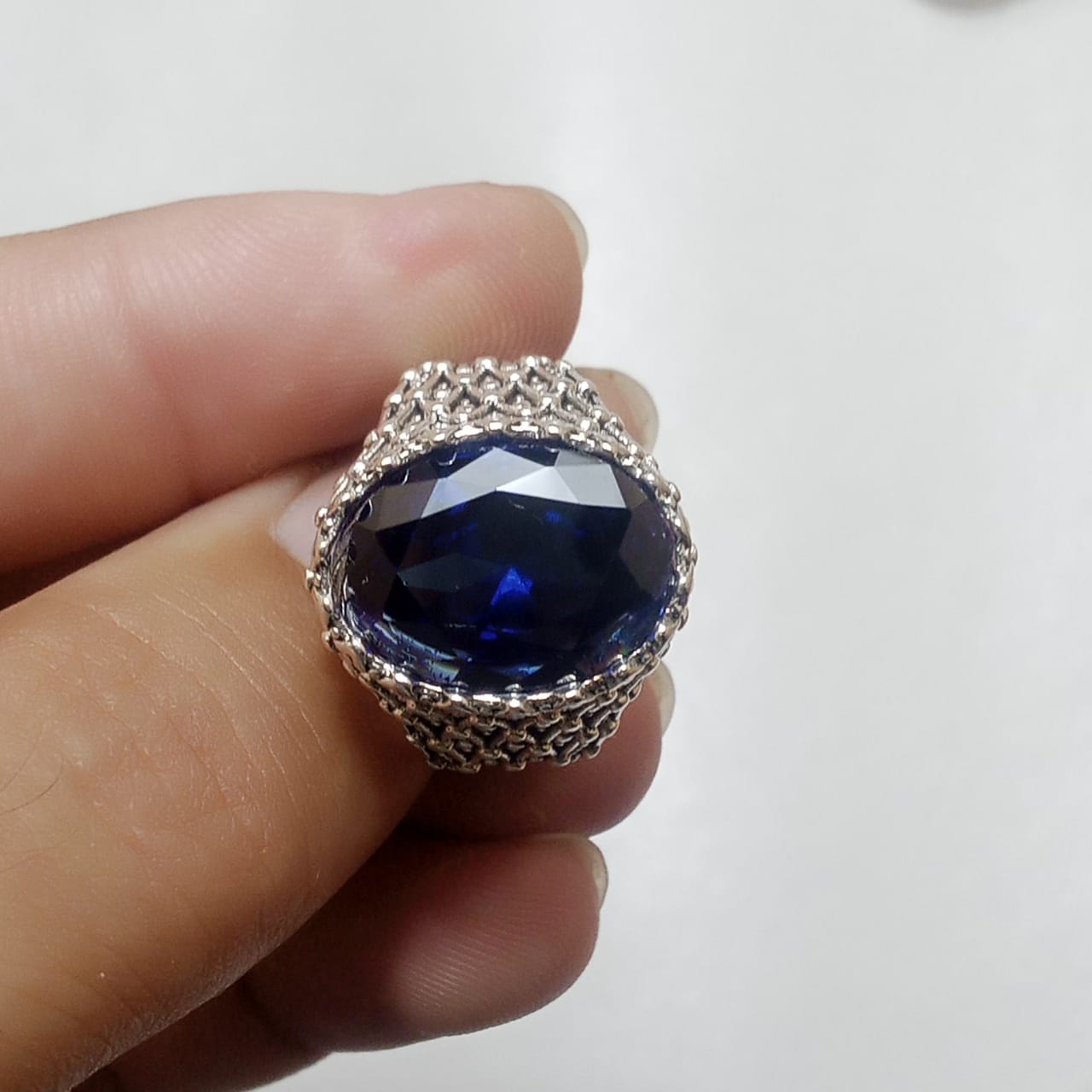 17 Carat Neelam Ring | Step Cut | Turkish Style Ring