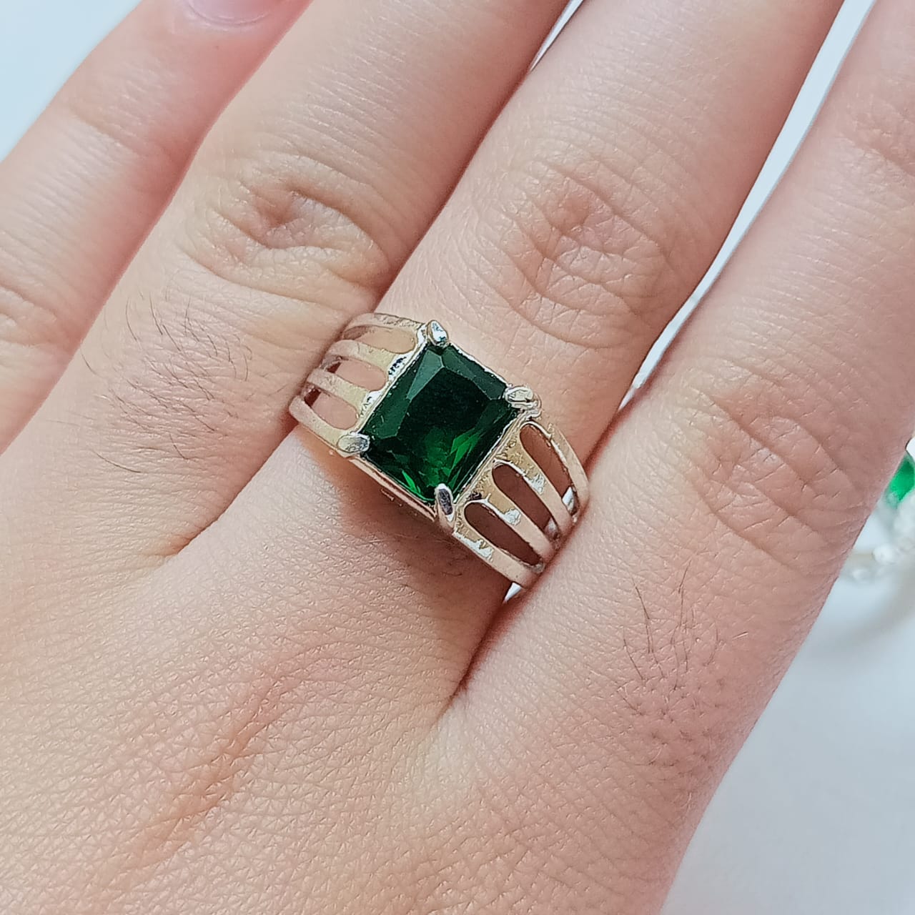Black Beroj-Tourmaline Female Ring | Emerald Cut | T08