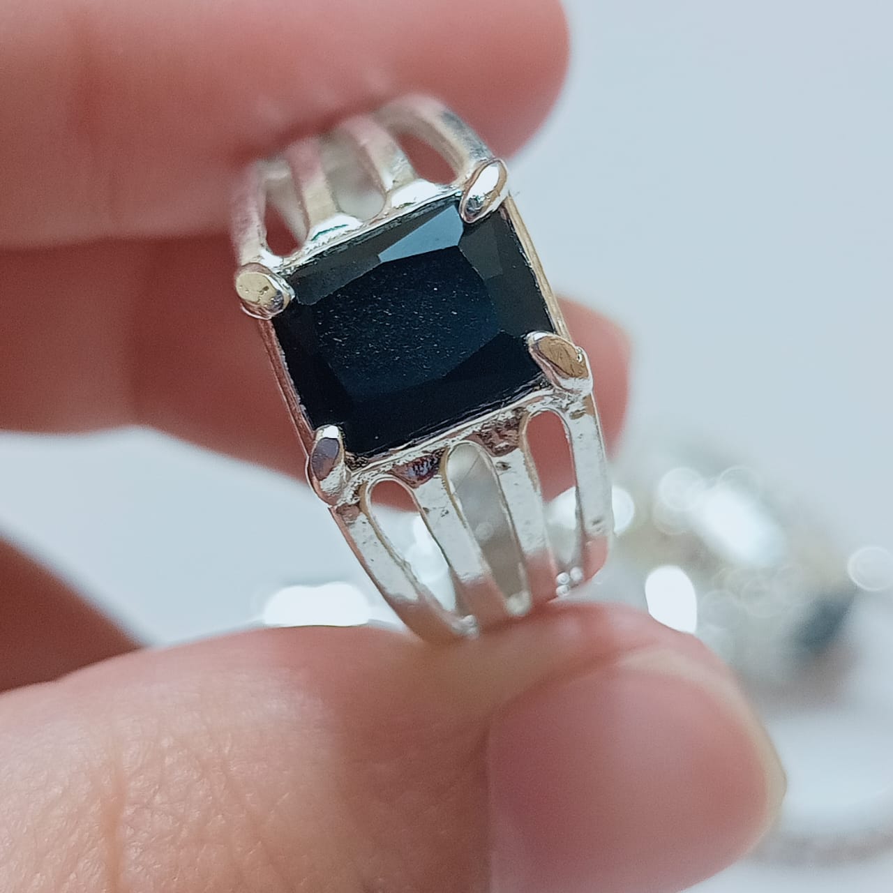 Black Beroj-Tourmaline Female Ring | Emerald Cut | T08