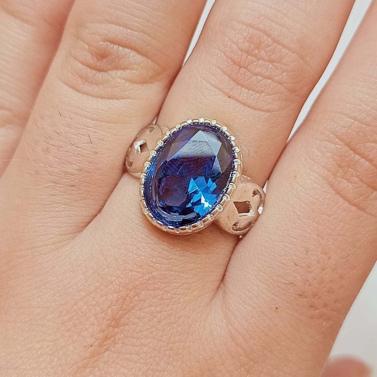 Neelam Ring | Blue Stone Step Cut | CODE N-36