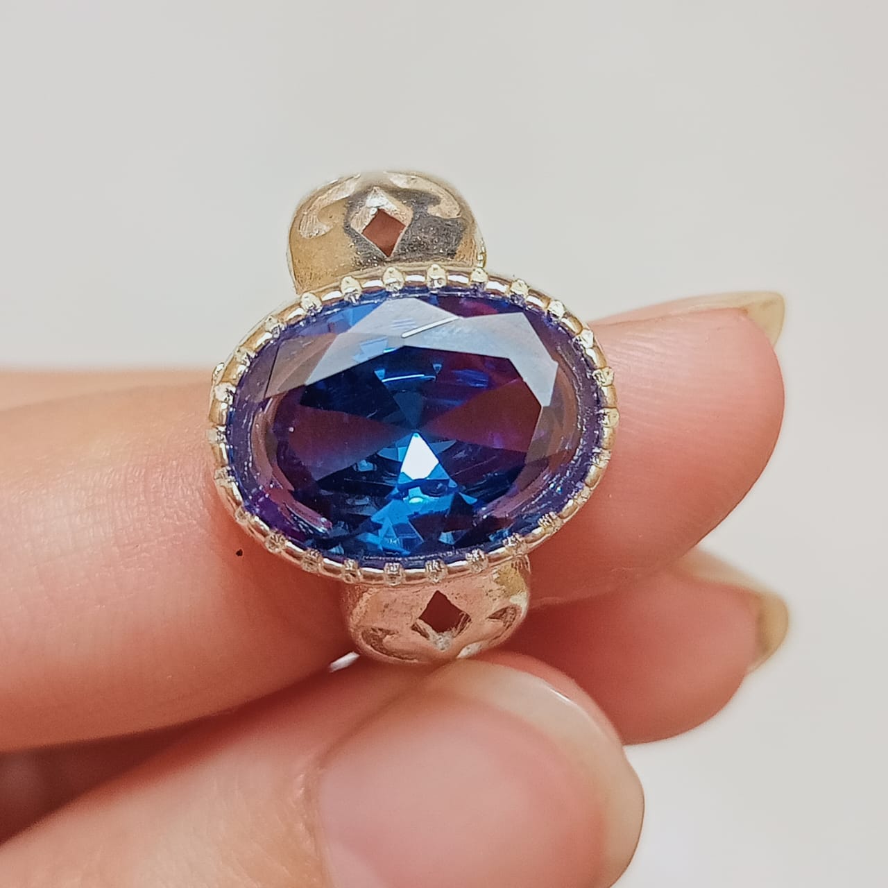 Neelam Ring | Blue Stone Step Cut | CODE N-36