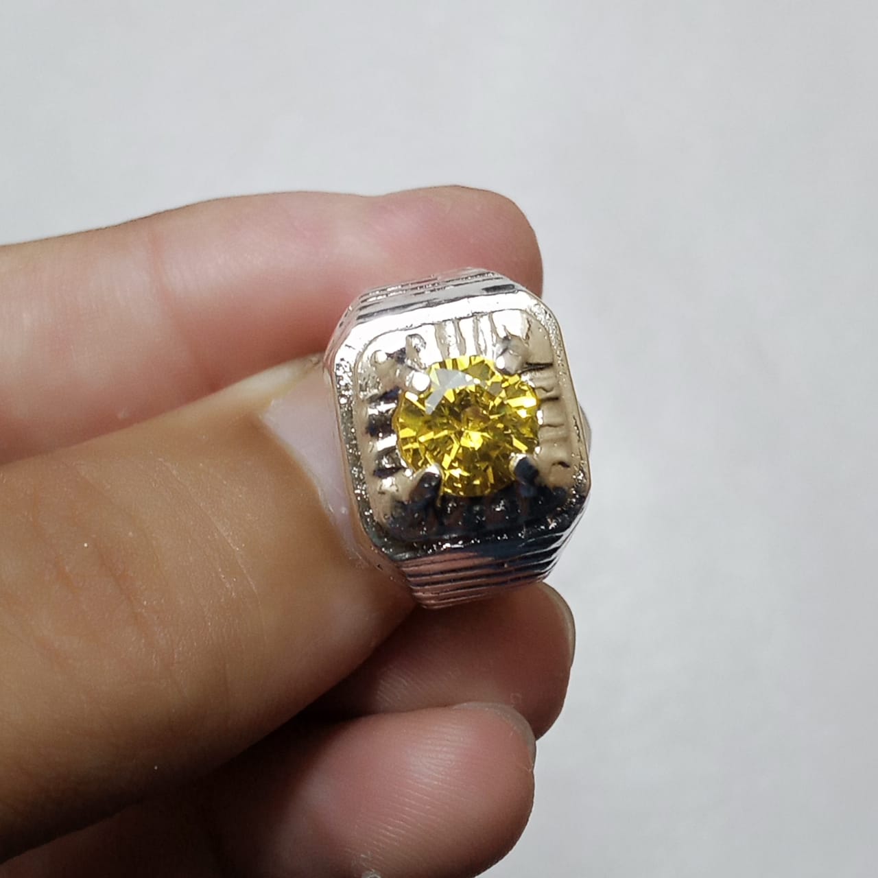 Pukhraj Ring | Diamond Shape Step Cut | CODE P32