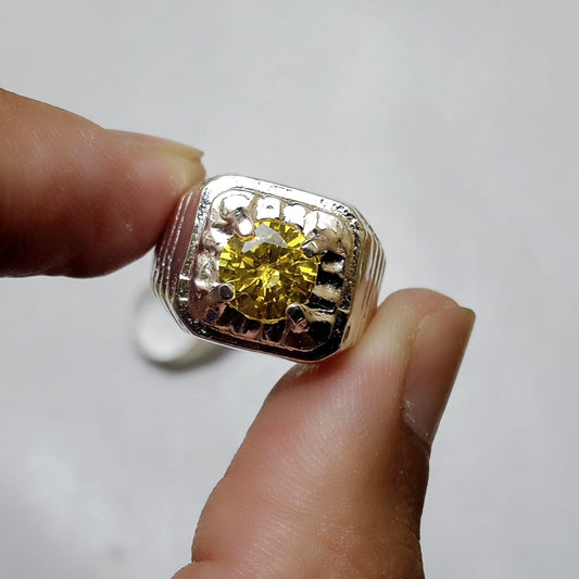 Pukhraj Ring | Diamond Shape Step Cut | CODE P32